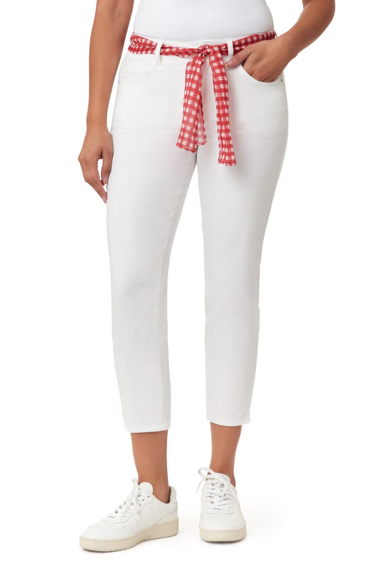 Belted Skinny Crop Jeans, Main, color, WINDERMERE WHITE GINGHAM