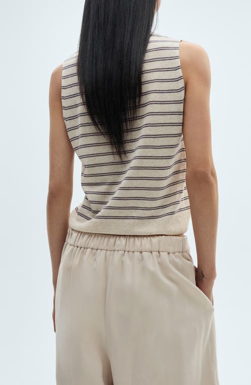Shop Mango Stripe Sweater Vest In Ecru
