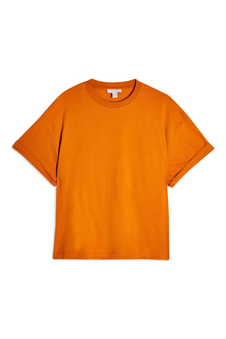 Boxy Roll Tee, Alternate, color, BROWN
