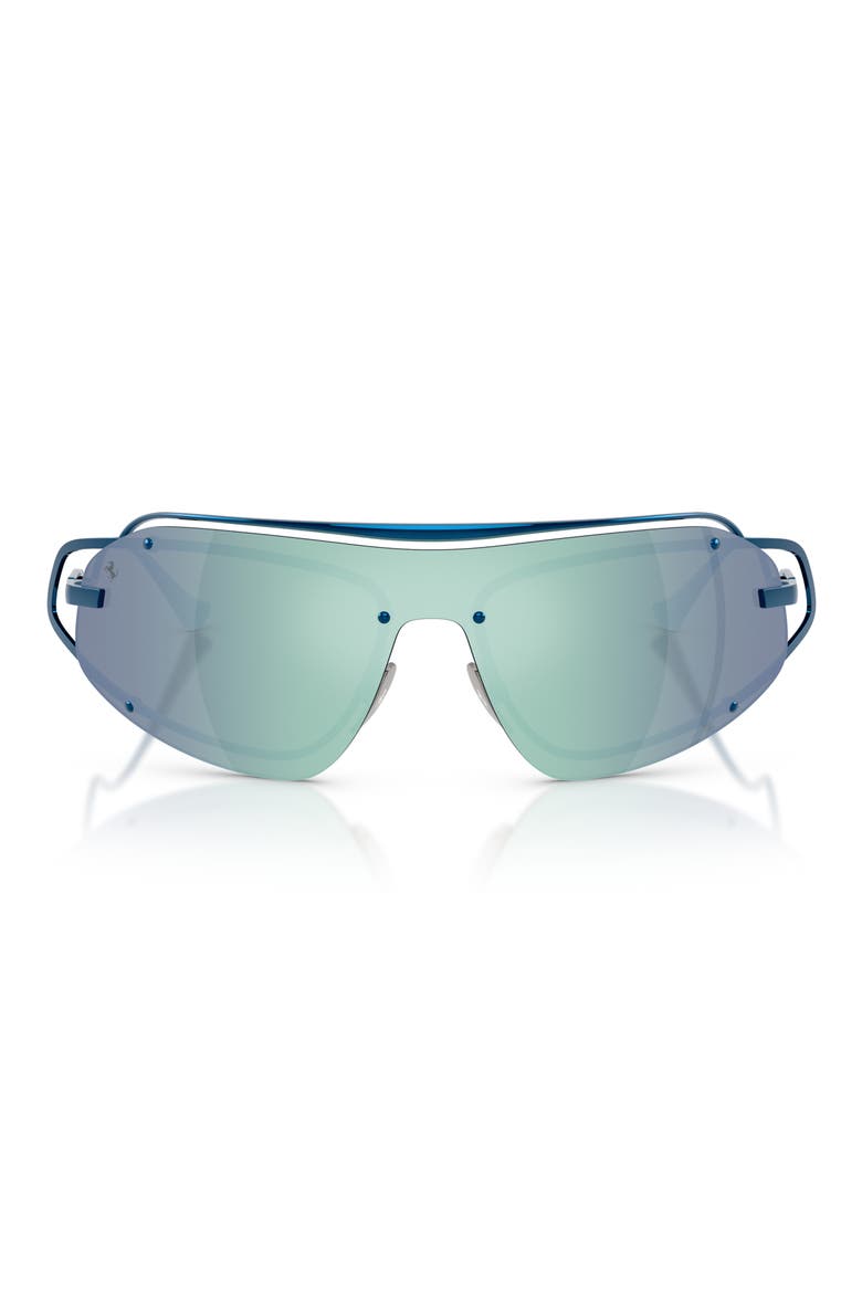 32mm Small Mirrored Rectangular Sunglasses, Main, color, BLUE / MIRROR BLUE