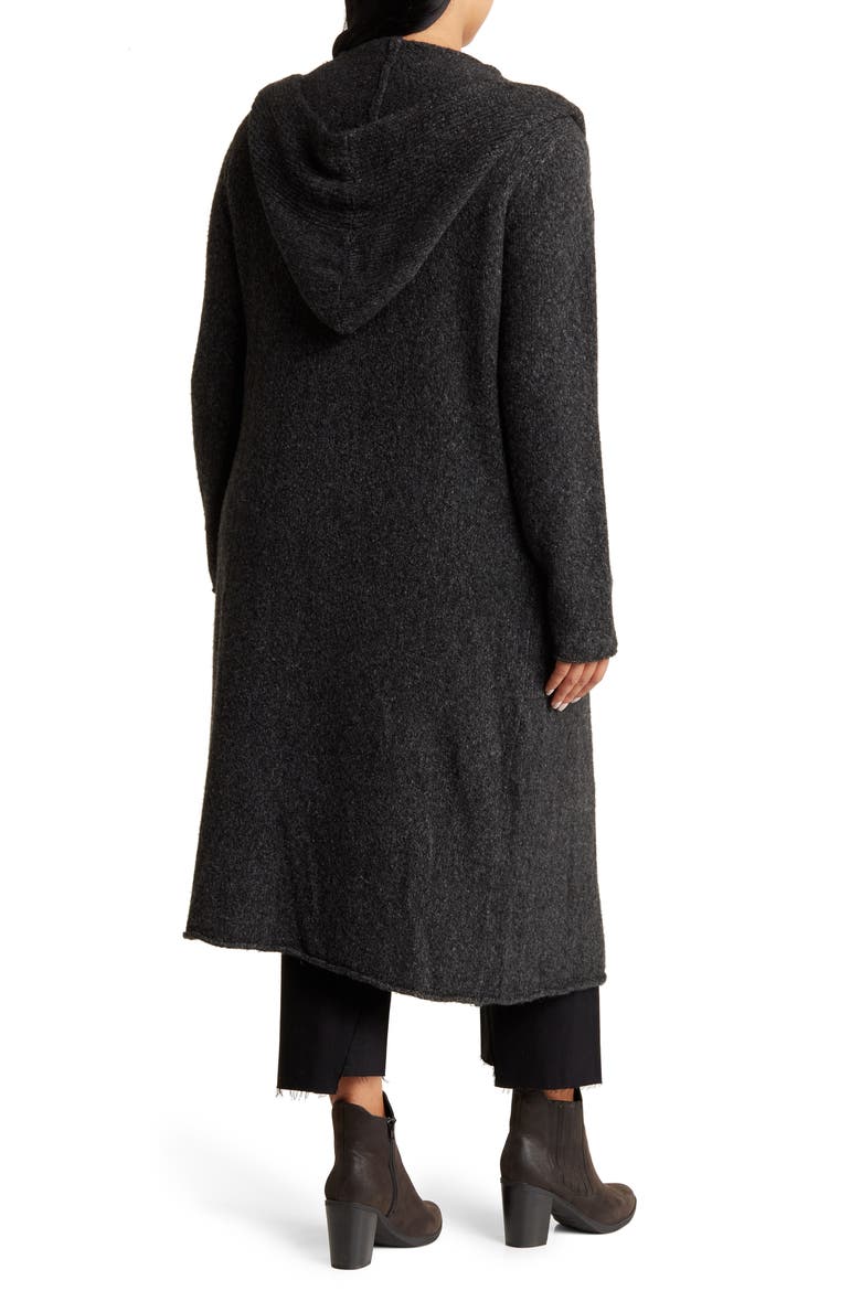 Hooded Longline Cardigan, Alternate, color, CHARCOAL