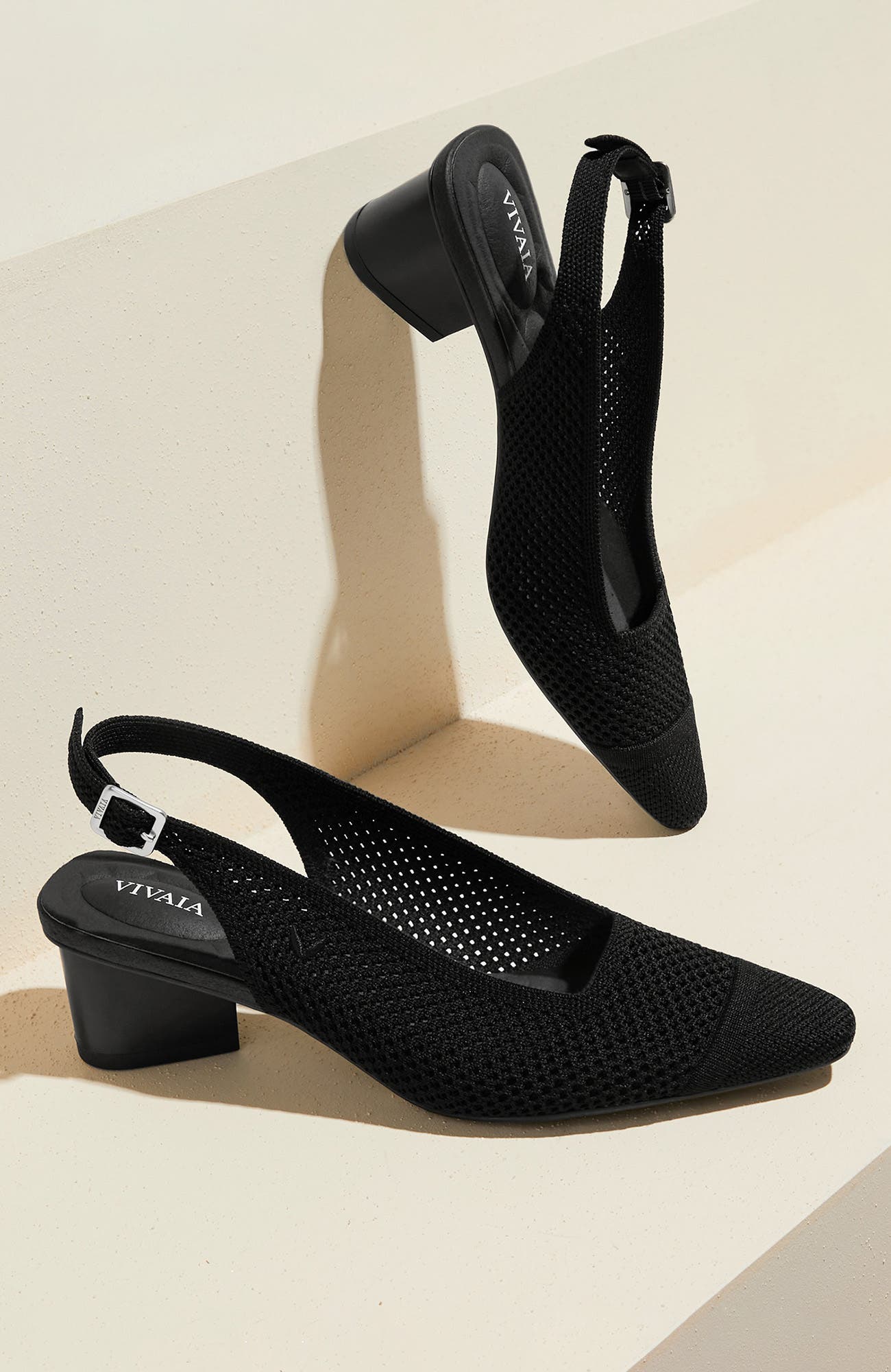 Pointed-Toe Slingback Sandals, Alternate, color, Black