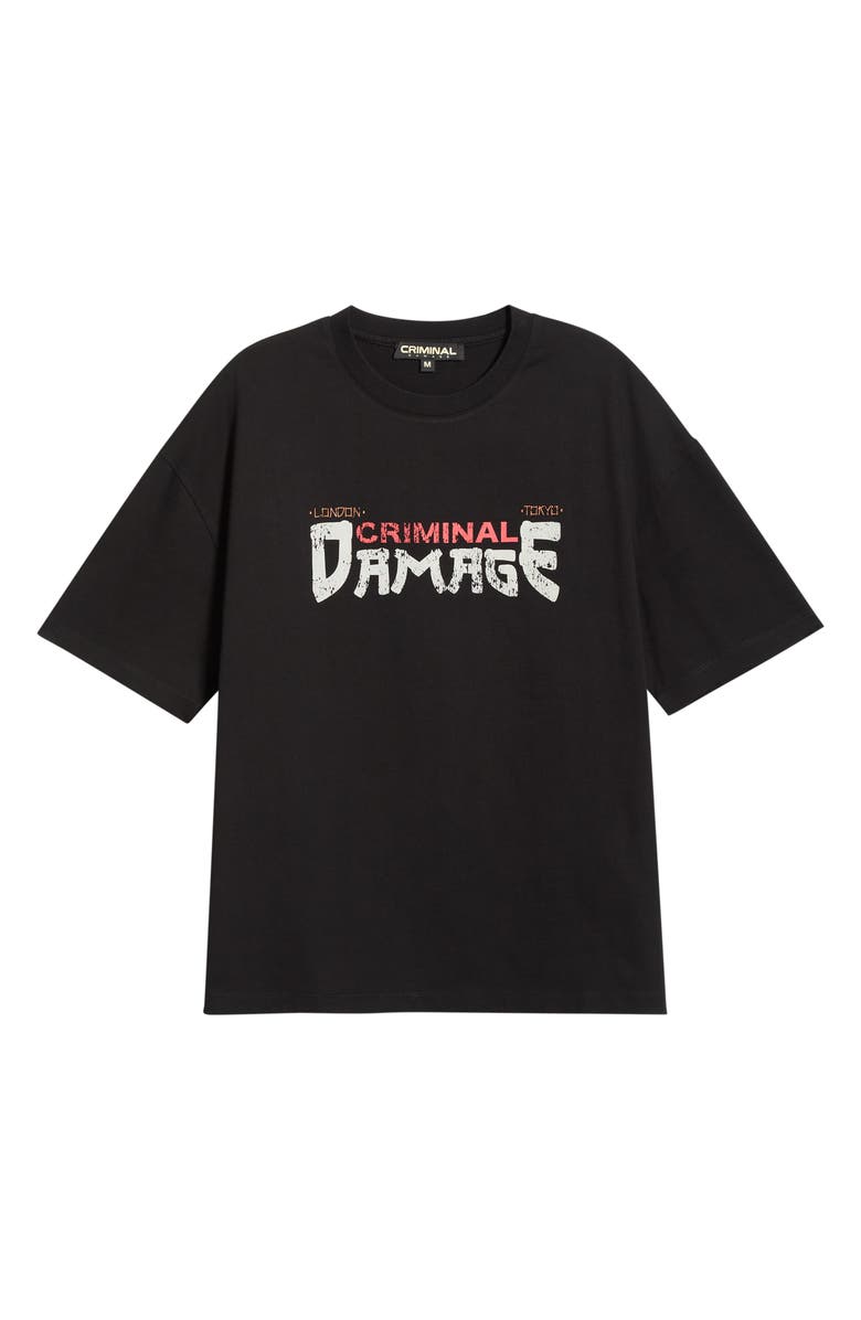 CRIMINAL DAMAGE Ramen Graphic Crewneck T-Shirt, Main, color, Black