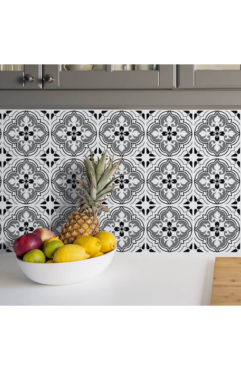 WALPLUS Seamless Antique Floral 72-Piece Tile Sticker Set, Alternate, color, 