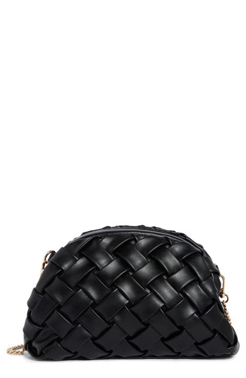 Woven Faux Leather Clutch