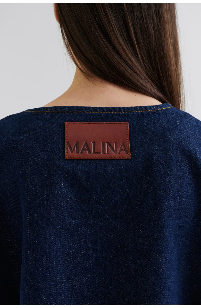 Malina Elowen Cropped Long Sleeve Denim Jacket, Alternate, color, Unwashed Dark Blue