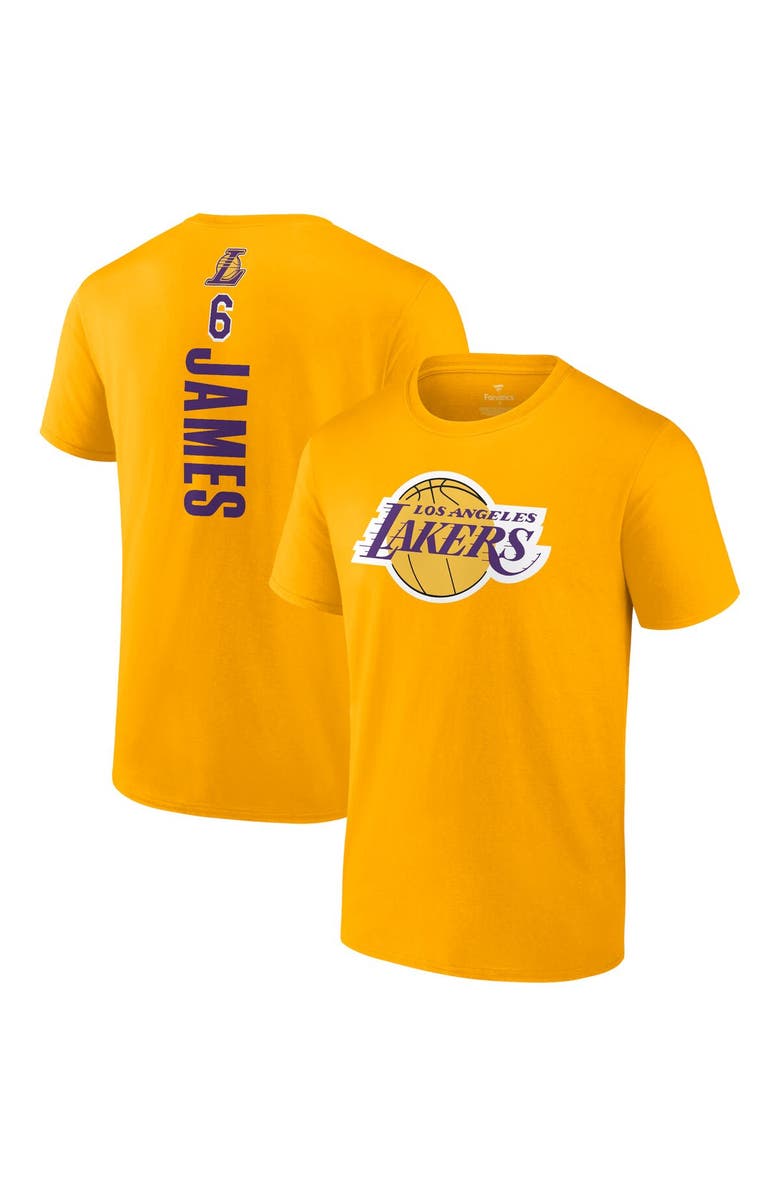 FANATICS Men's Fanatics Branded LeBron James Gold Los Angeles Lakers Playmaker Name & Number T-Shirt, Main, color, Gold