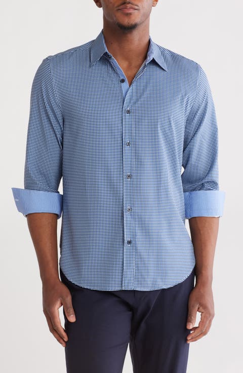 Slim Fit Gingham 4-Way-Stretch Button-Up Shirt