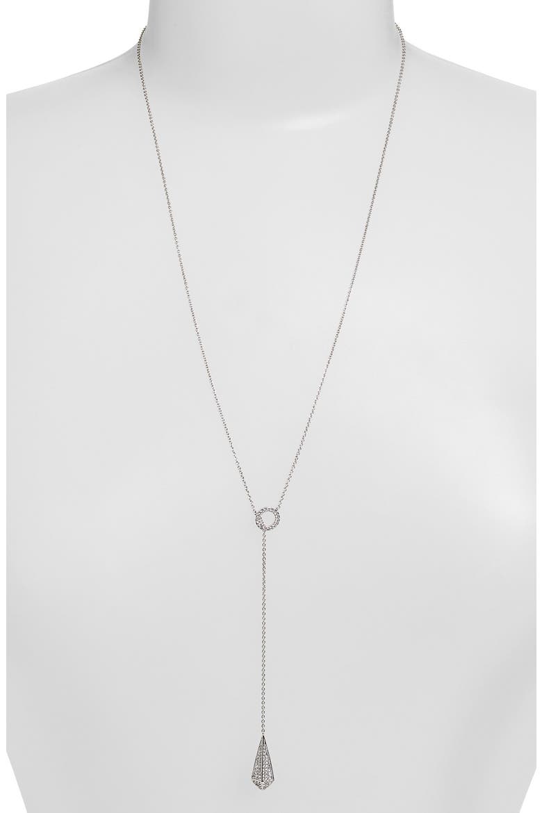 Pavé Y-Necklace, Main, color, SILVER