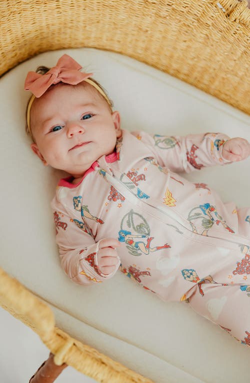 Copper Pearl Wonder Woman Fitted One-piece Pajamas In Pink