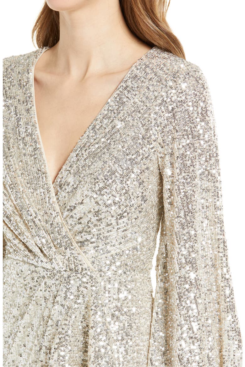 Ruffle Long Sleeve Dress, Alternate, color, SILVER