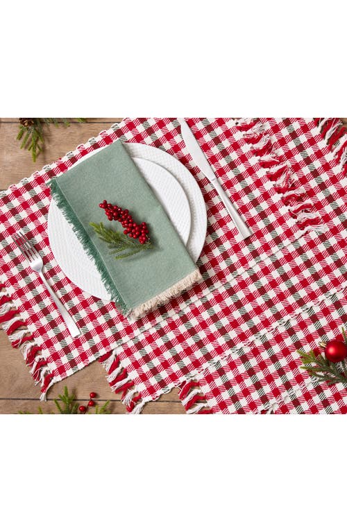 Design Imports Holiday Houndstooth Set Of 4 Placemats In Red