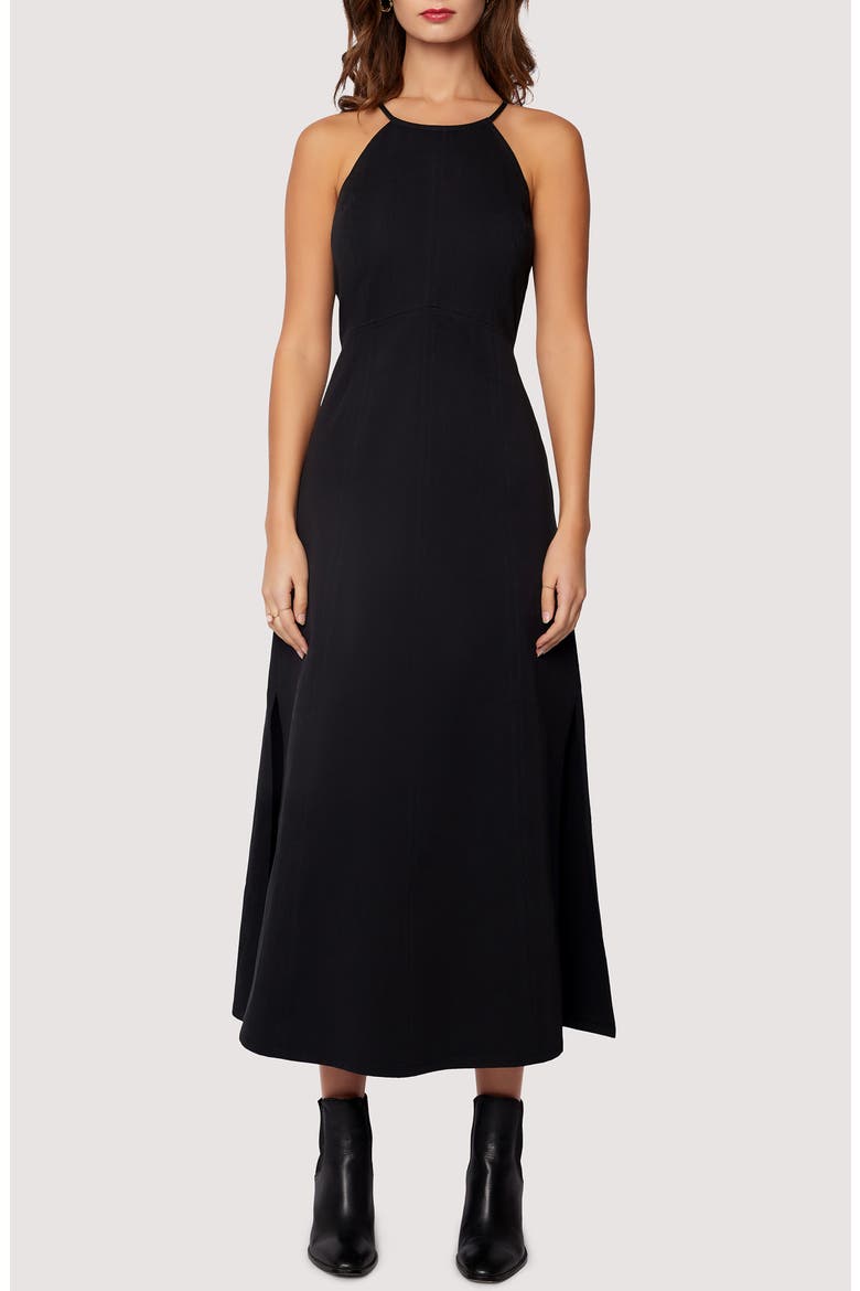 Giardino Cotton Midi Dress, Main, color, BLACK