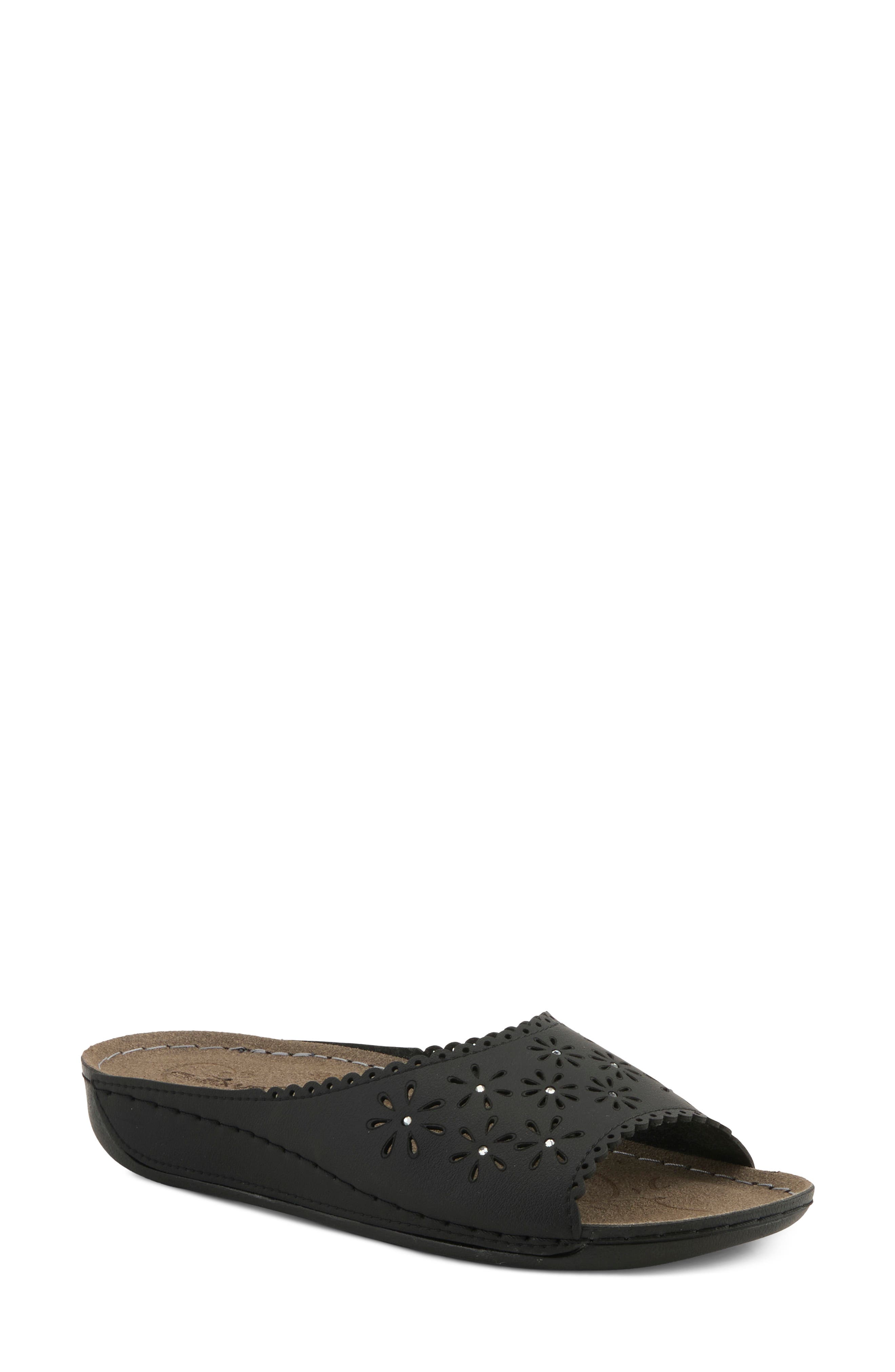 Rhinestone Lasercut Slide Sandal