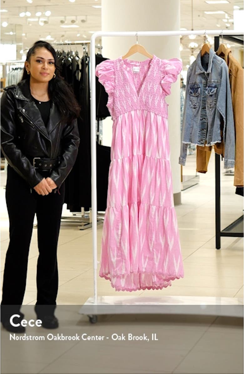 Almina Smocked Tiered Midi Dress, sales video thumbnail