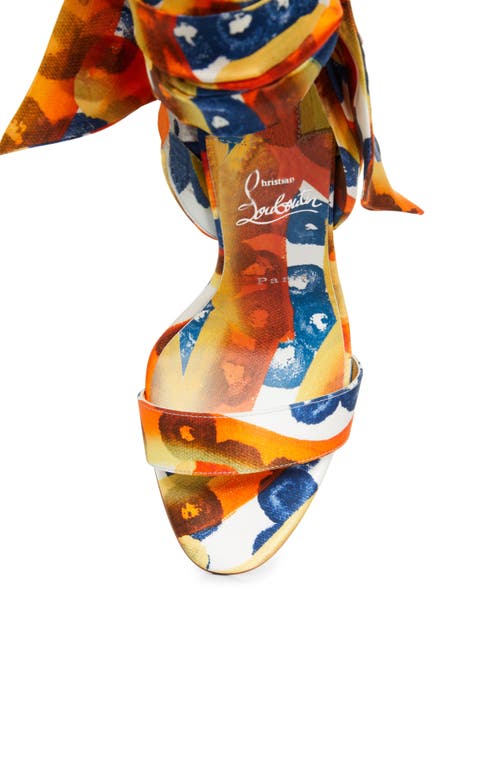 Christian Louboutin Miss Z Multi Silk Ankle-wrap Red Sole Sandals