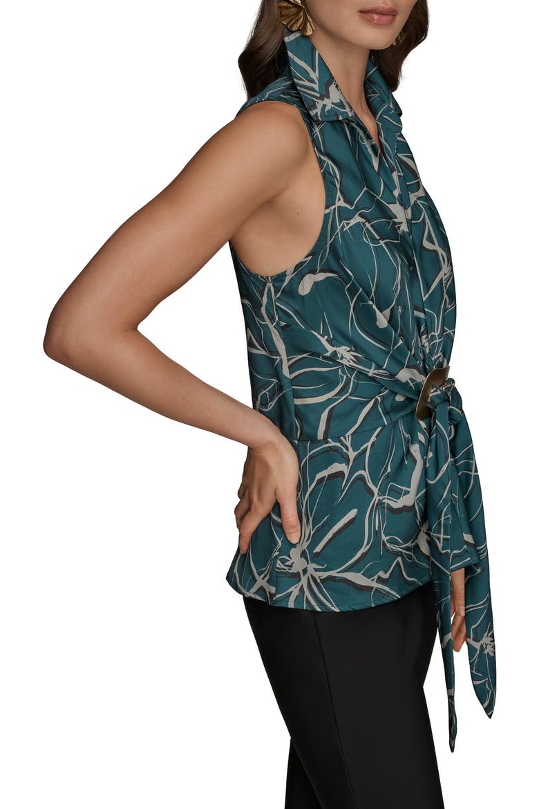 Floral Faux Wrap Sleeveless Top, Alternate, color, HUDSON MULTI
