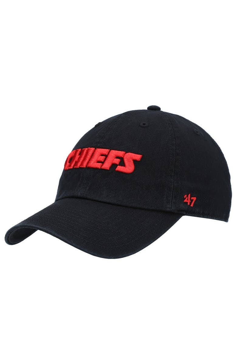 '47 Men's '47 Black Kansas City Chiefs Clean Up Script Adjustable Hat, Main, color, Black