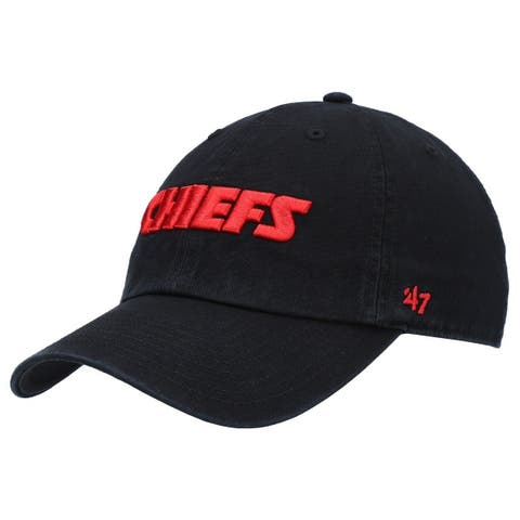Men's '47 Black Kansas City Chiefs Clean Up Script Adjustable Hat