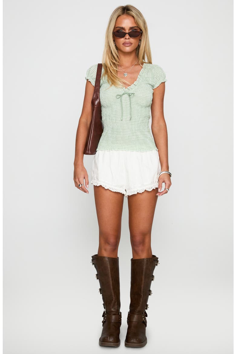 Coast to Coast Smocked Gingham Top, Alternate, color, SAGE CHECK