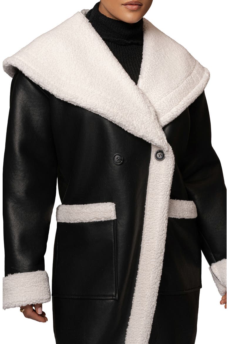 Jaida Reversible Faux Shearling Coat, Alternate, color, BLACK