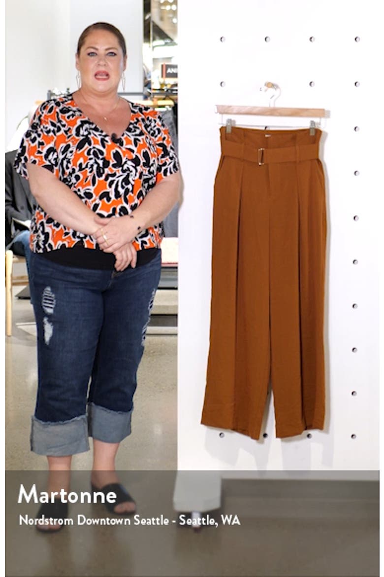 Pleated Wide Leg Crop Trousers video