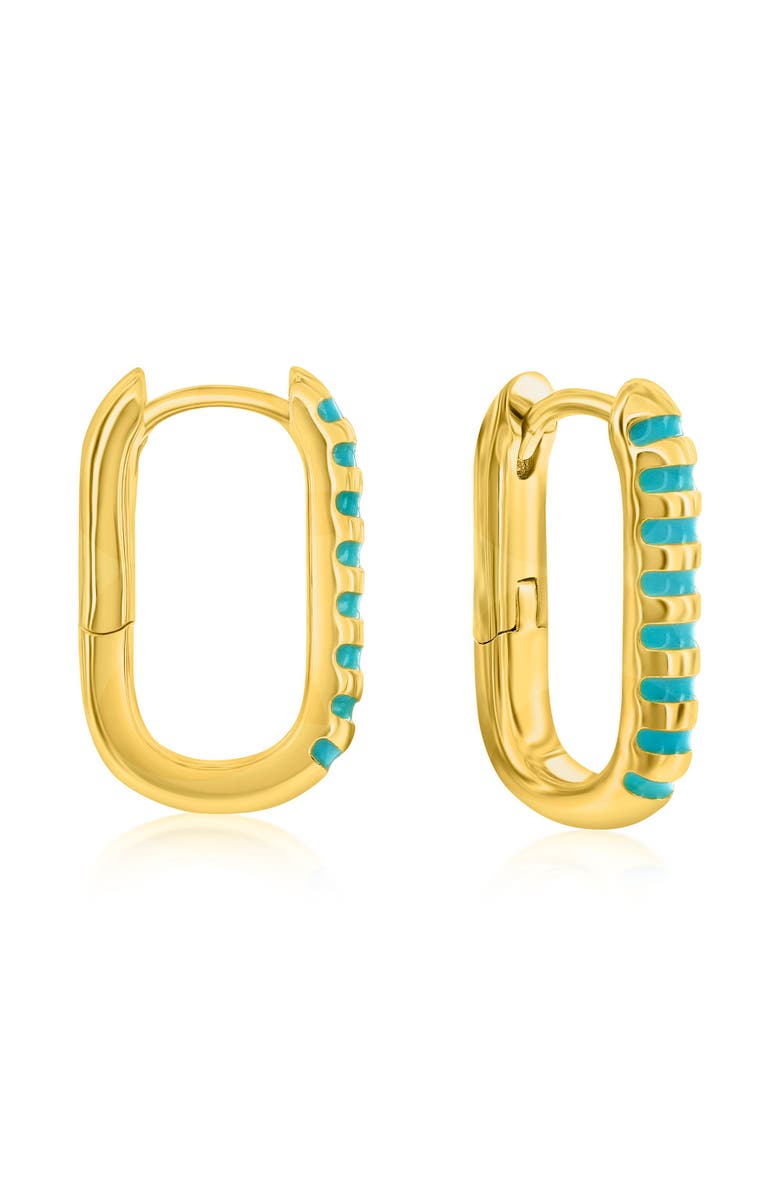 Donatello Gian Turquoise Striped Gold-Tone Hoop Earrings, Main, color, Gold