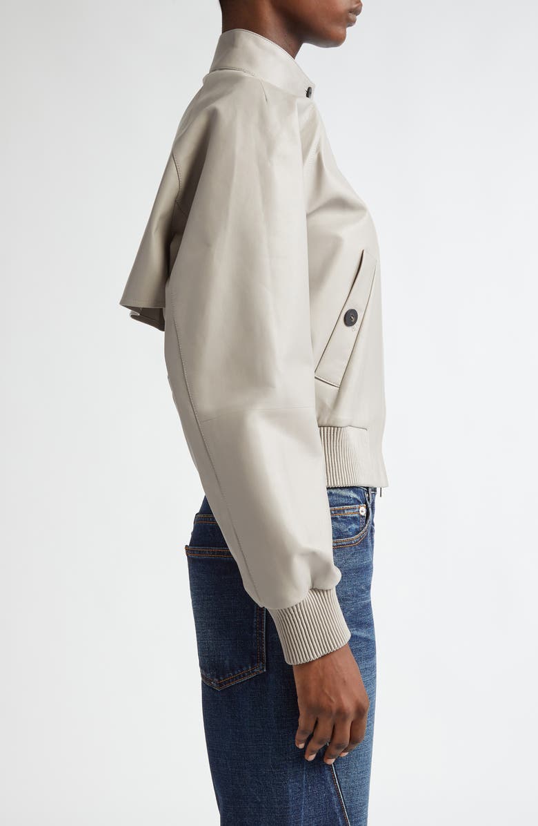 FERRAGAMO Leather Crop Bomber Jacket, Alternate, color, 