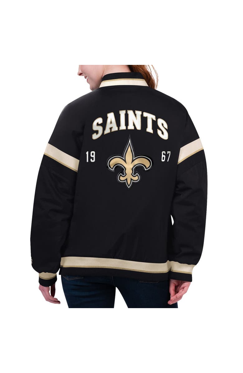 STARTER Women's Starter Black New Orleans Saints Tournament Full-Snap Varsity Jacket, Alternate, color, 