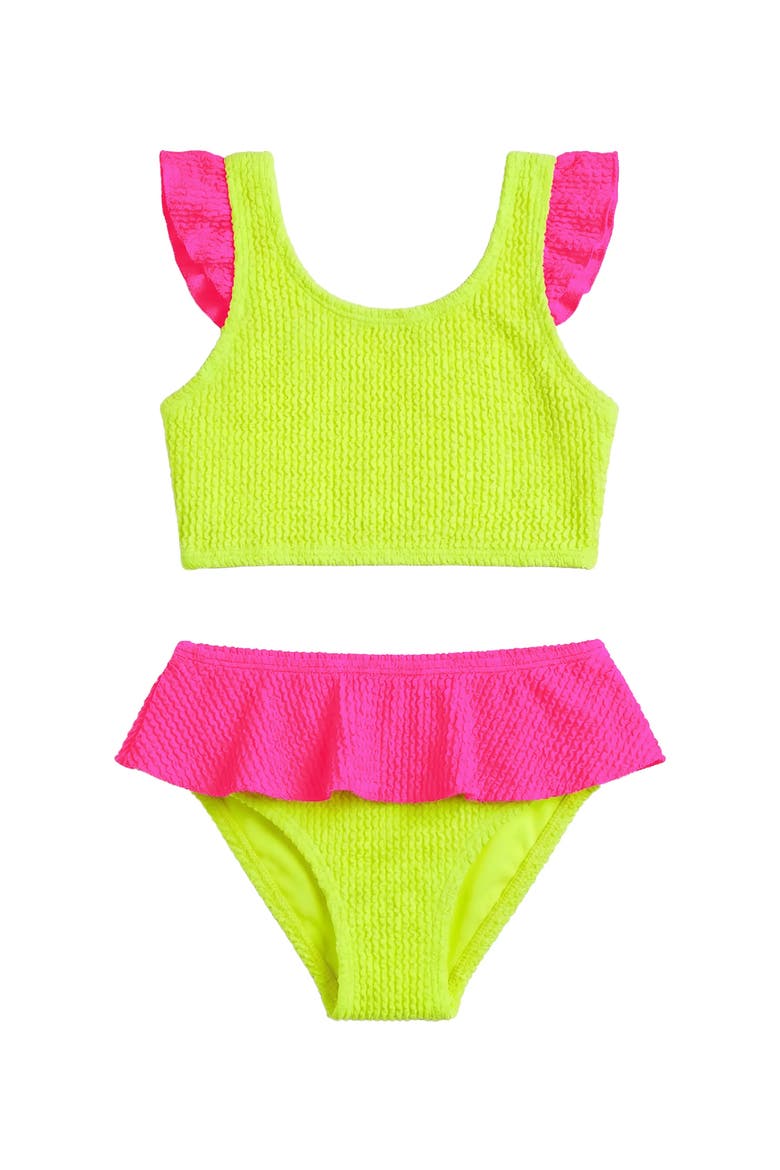 Infant Crinkle Ruffle Bikini, Main, color, Lime