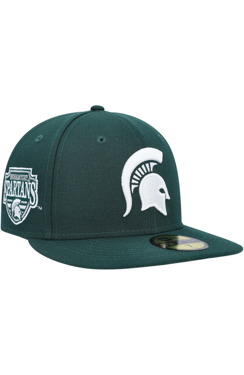 New Era Men's New Era Green Michigan State Spartans Patch 59FIFTY Fitted Hat, Main, color, 