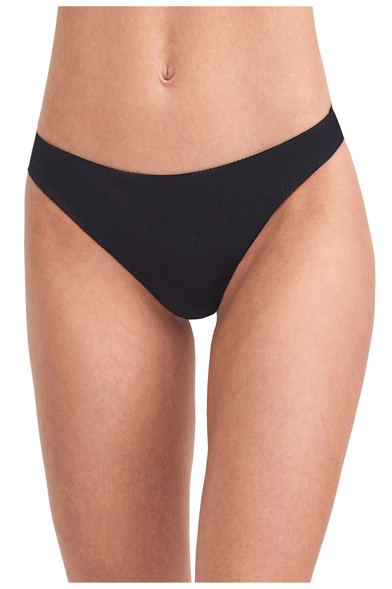 Solid textured mid-rise swim bottom, Main, color, BLACK