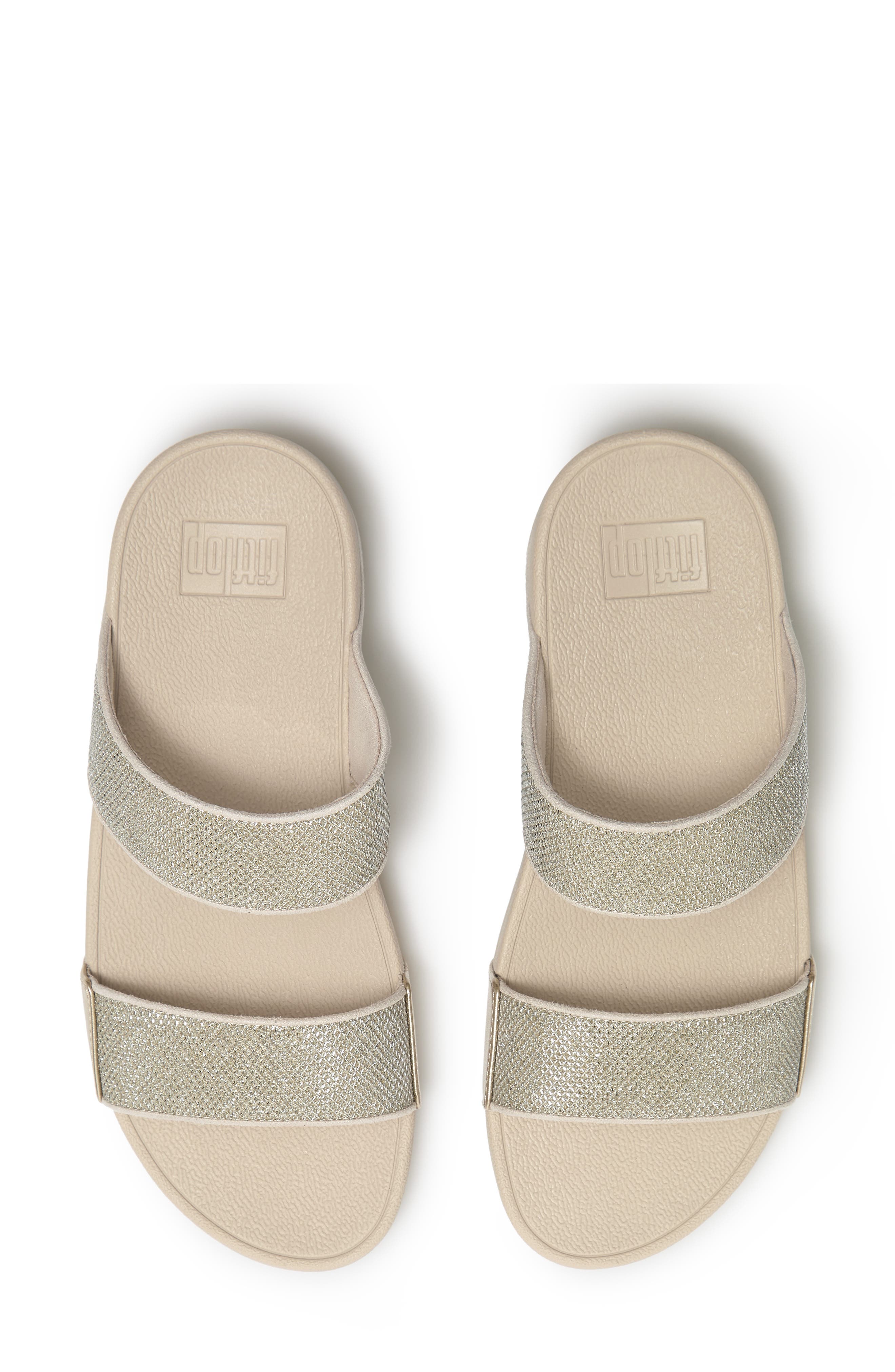 FitFlop Lulu ShimmerGlitz Slide Sandal, Alternate, color, Platino