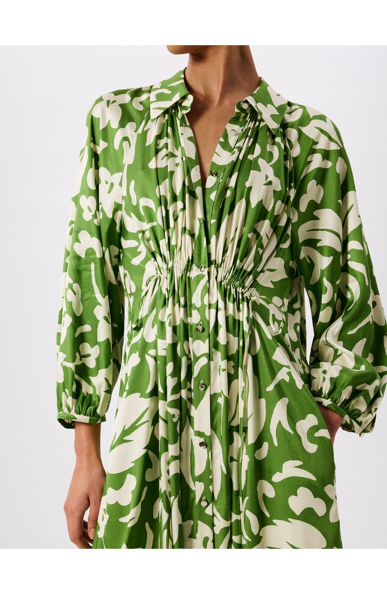 Whistles Floral Trapeze Shirt Dress, Alternate, color, Grn/Multi