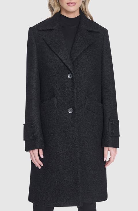 Regine Pressed Bouclé Wool Blend Coat