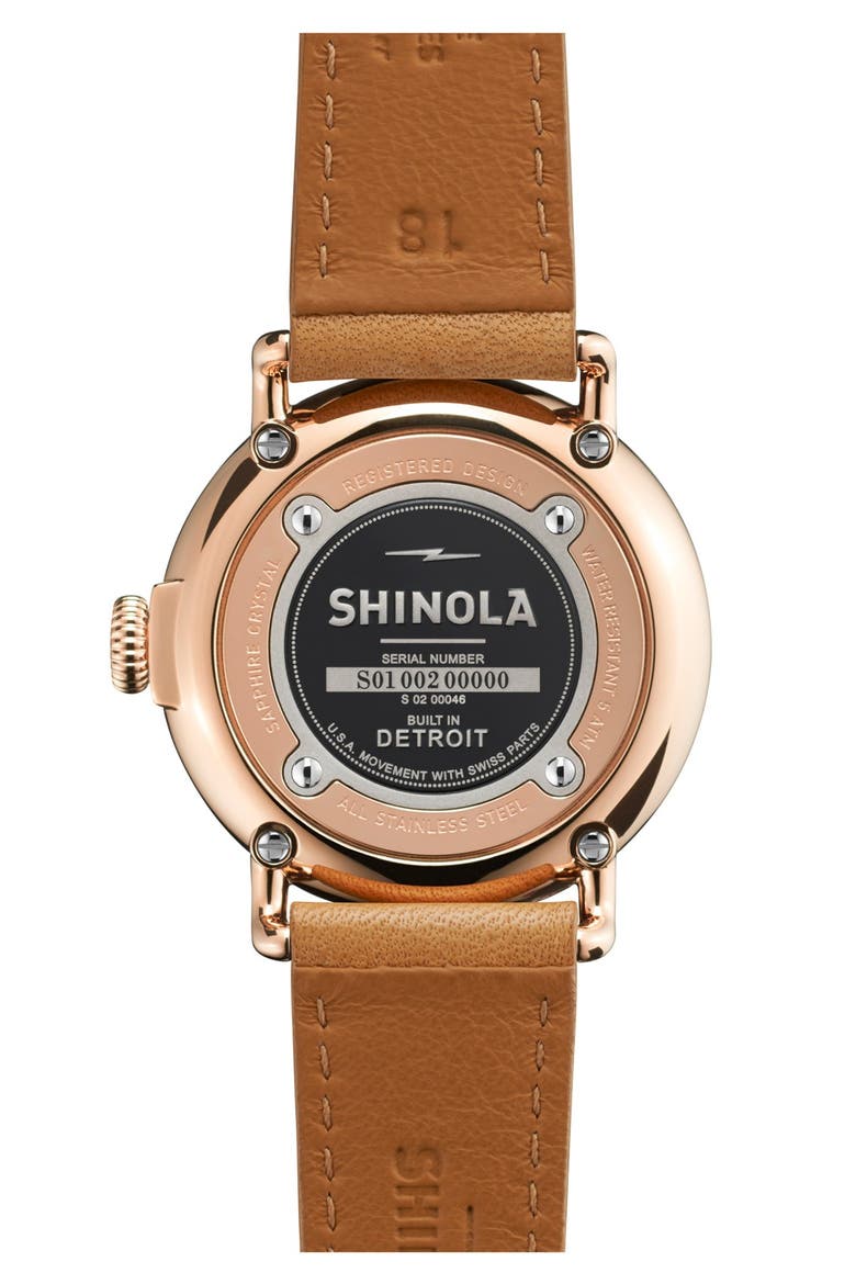 'The Runwell' Leather Strap Watch, 36mm, Alternate, color, NATURAL/ ROSE GOLD