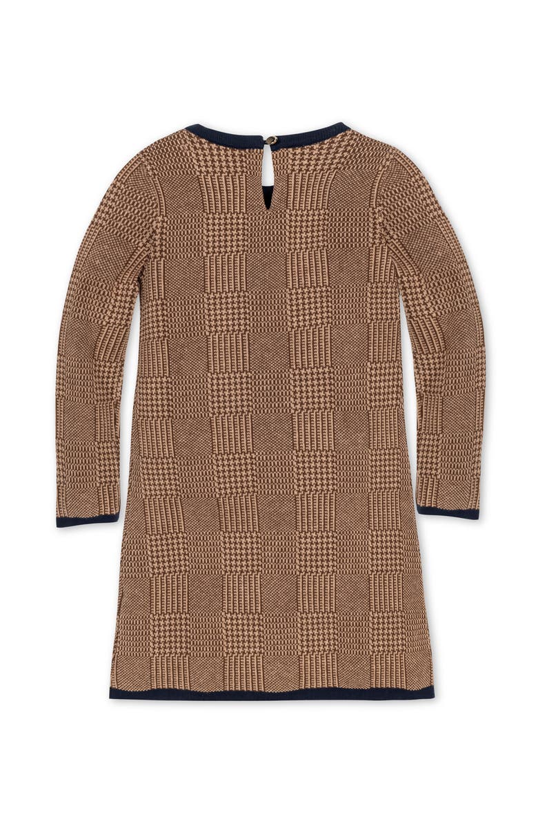 Hope & Henry Baby Girls' Organic Bow Sweater Dress, Infant, Alternate, color, Brown Glen Plaid Intarsia