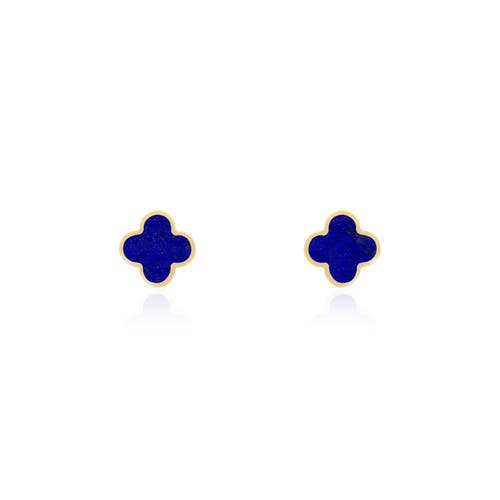 The Lovery Fine Jewelry Mini Lapis Clover Stud Earrings In Blue