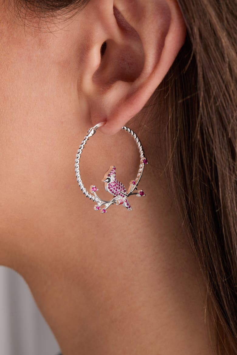 Cardinal Reversible Hoop Earrings, Alternate, color, Silver
