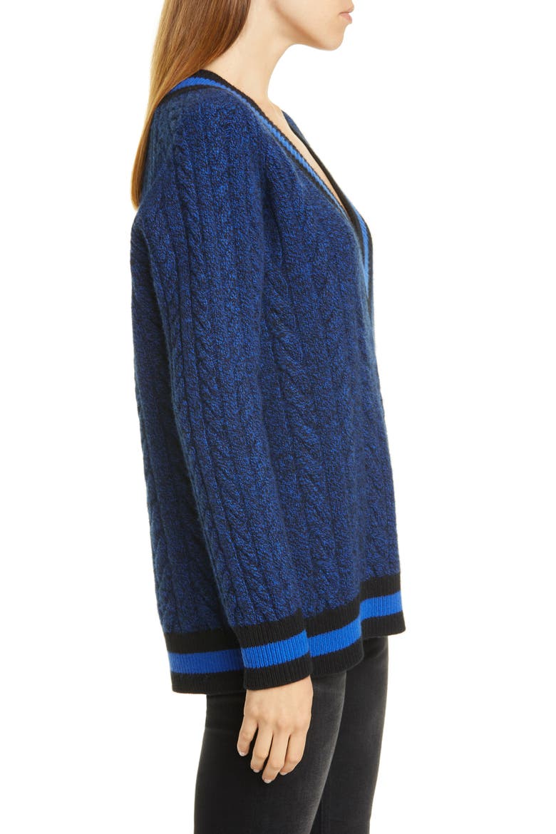 Theon Merino Wool Plunge Neck Tennis Sweater, Alternate, color, BLUE/ BLACK