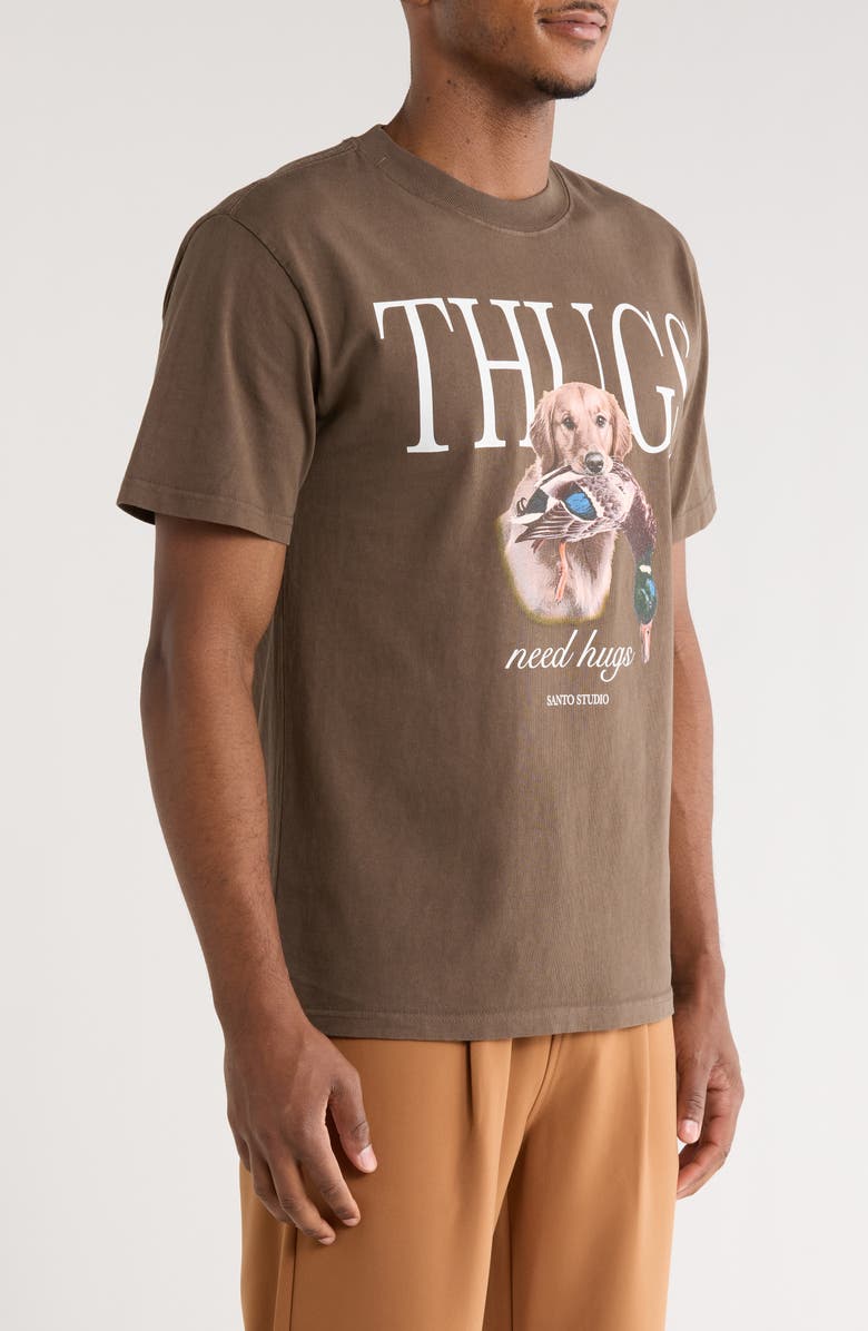 SANTO STUDIO Thugs Hunt Cotton Graphic T-Shirt, Alternate, color, Holy Brown