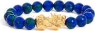 Haus of Brilliance 18K Yellow Gold Azurite Beaded Dragon Charm Bracelet