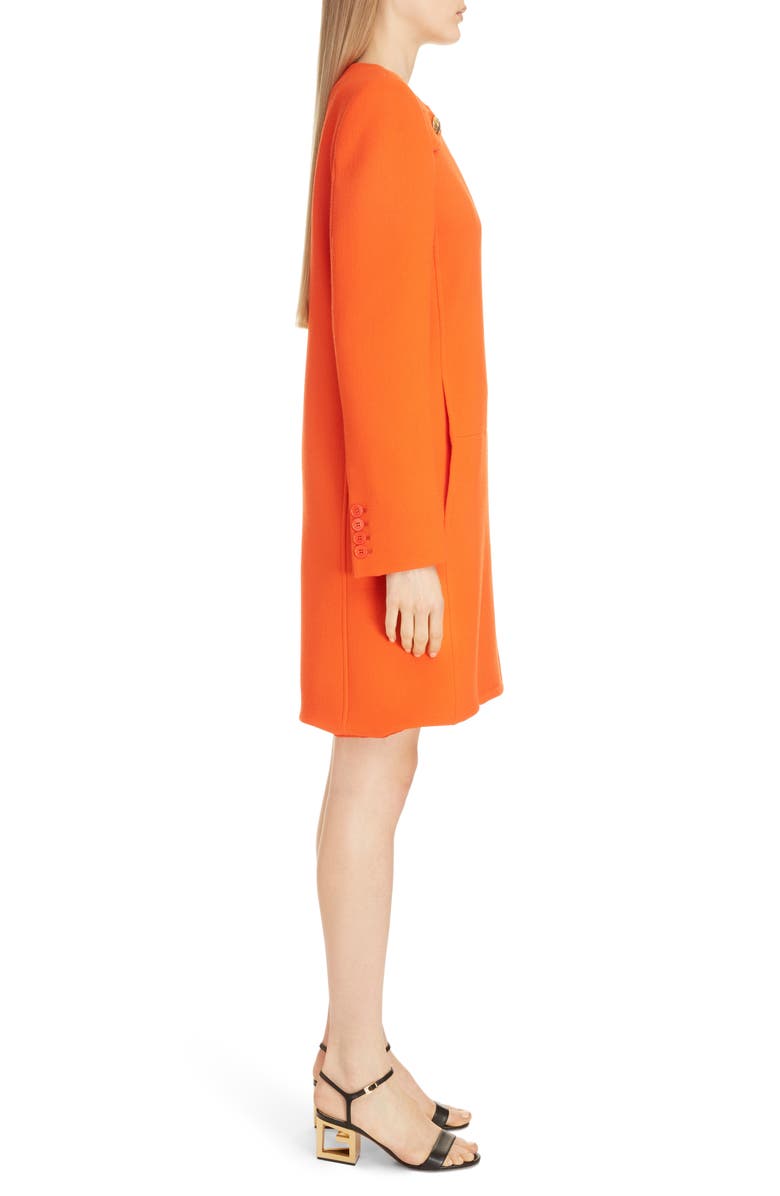 Givenchy 4G Dagger Button Wool A-Line Coat, Alternate, color,