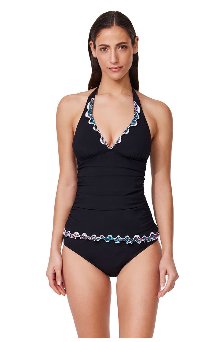 Profile by Gottex Layla Tricolore Halter Tankini Top, Alternate, color, Black