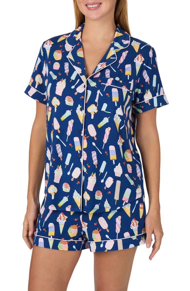 Kate Spade New York print short pajamas, Alternate, color, Navy Print