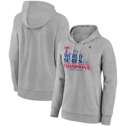 Women's Fanatics Branded Heather Gray Texas Rangers 2023 World Series Champions Locker Room Pullover Hoodie