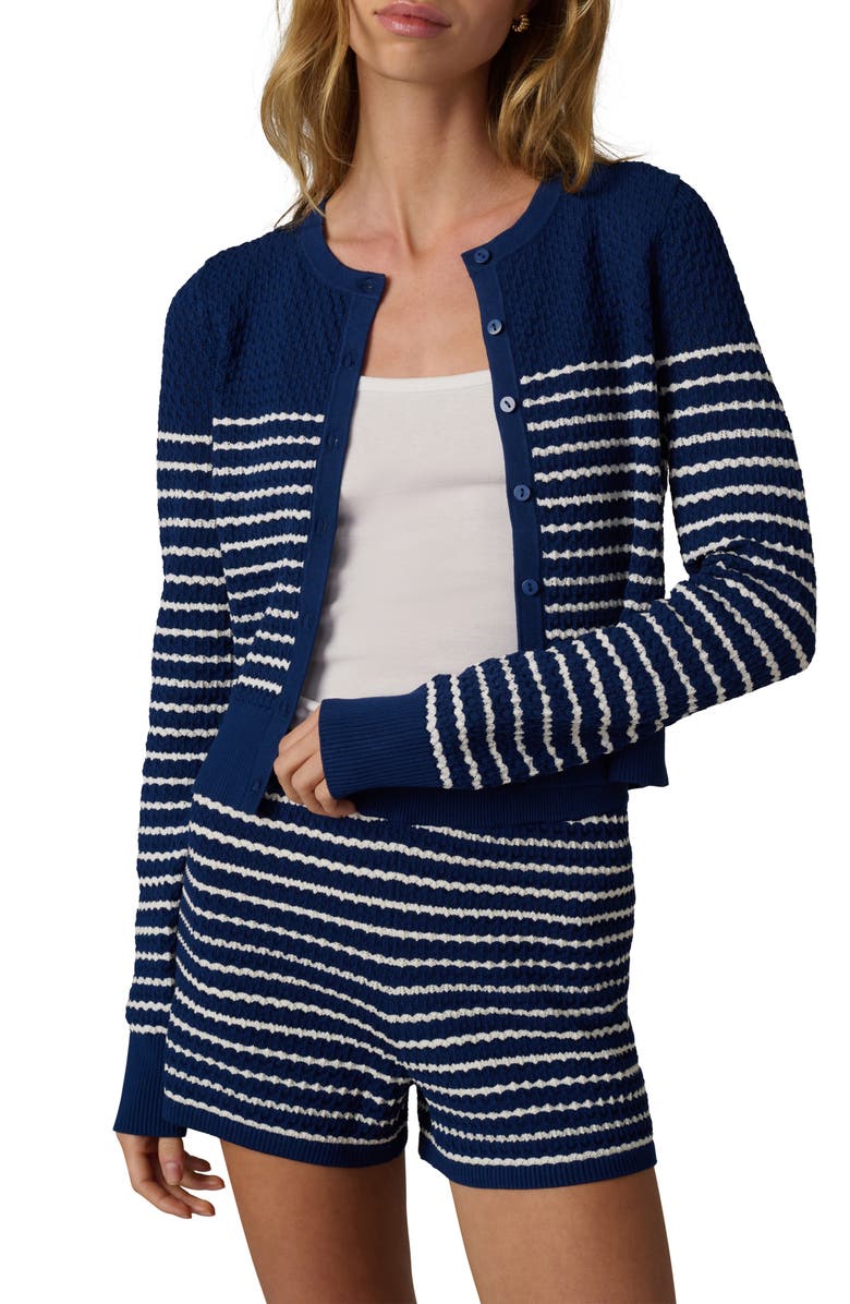 Joe's The Dani Stripe Pointelle Shorts, Alternate, color, Royal Blue/ Milk St