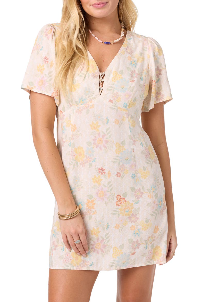 Robin Floral Minidress, Main, color, TAPIOCA