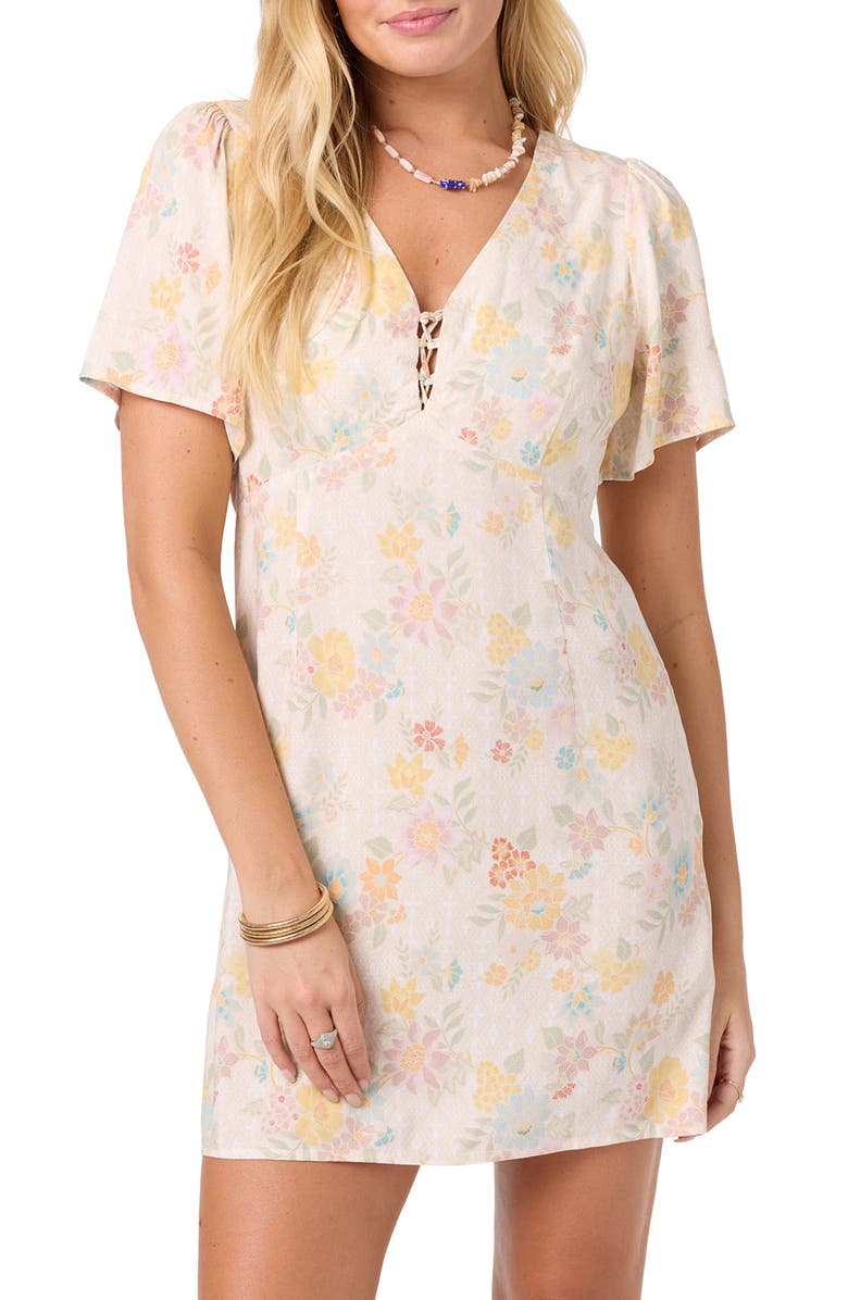 O'Neill Robin Floral Minidress, Main, color, Tapioca