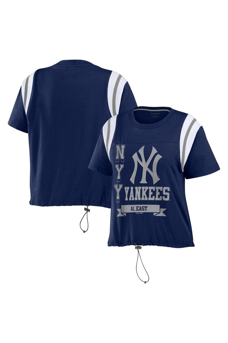 Women's WEAR by Erin Andrews Navy New York Yankees Cinched Colorblock T-Shirt, Main, color, Navy